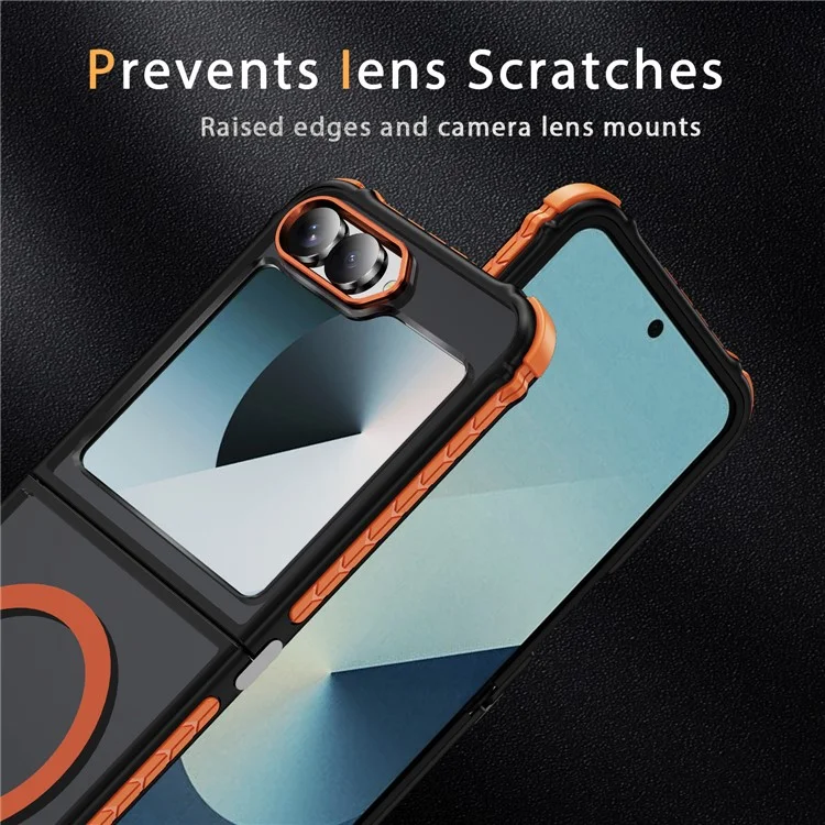 Funda para Samsung Galaxy Z Flip6 5G Compatible con MagSafe de PC + TPU con Sensación de Piel - Naranja