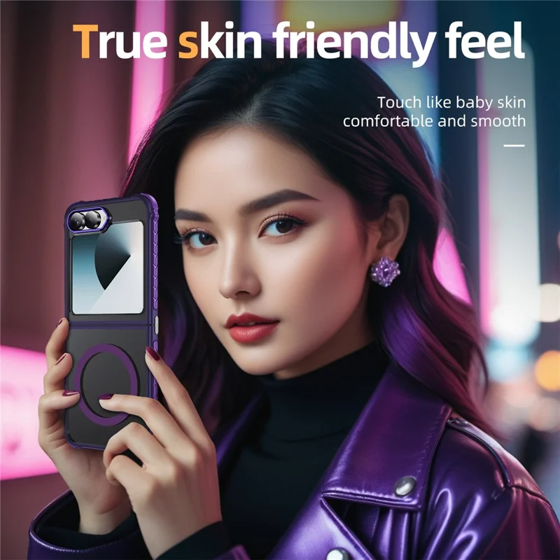 Étui pour Samsung Galaxy Z Flip6 5G Compatible avec MagSafe PC + Couverture arrière en TPU - Violet