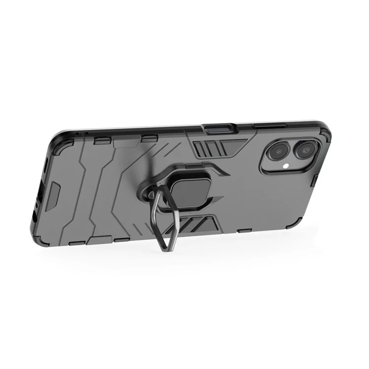 Capa protetora de telefone para Samsung Galaxy A06 com PC + TPU e anel de suporte - Preta