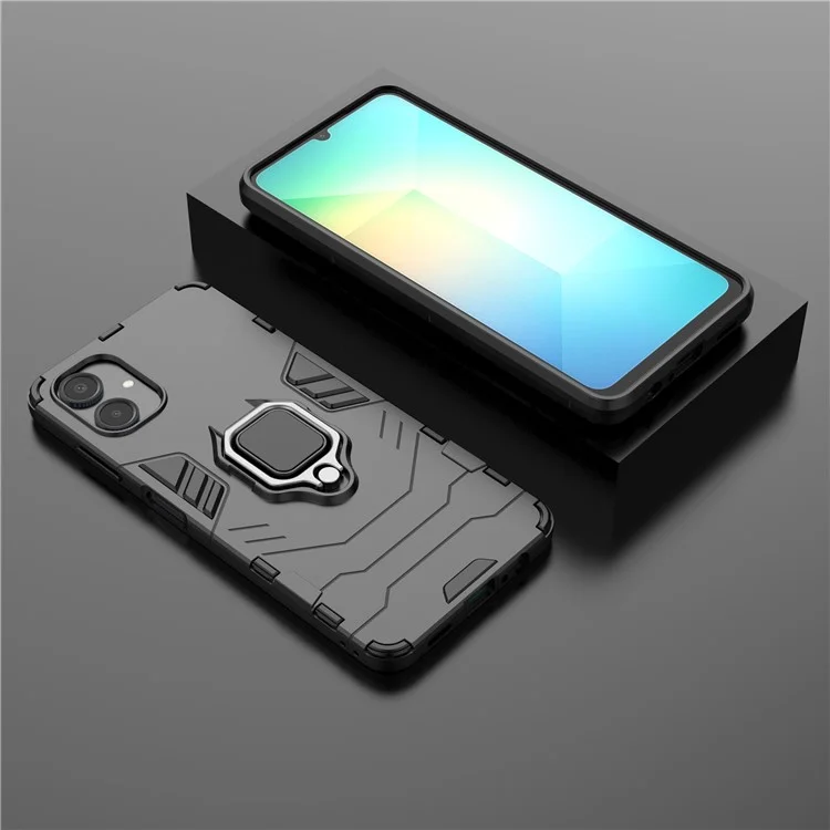 Capa protetora de telefone para Samsung Galaxy A06 com PC + TPU e anel de suporte - Preta