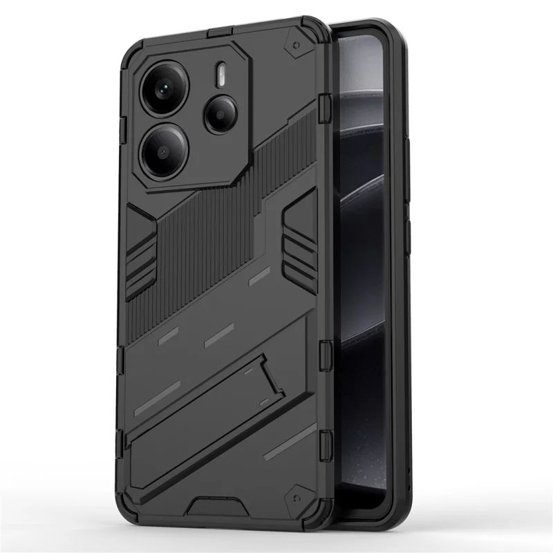 Fodral för Xiaomi Redmi Note 14 4G (163,25 mm) PC + TPU chockabsorberande mobilhölje med stöd – Svart