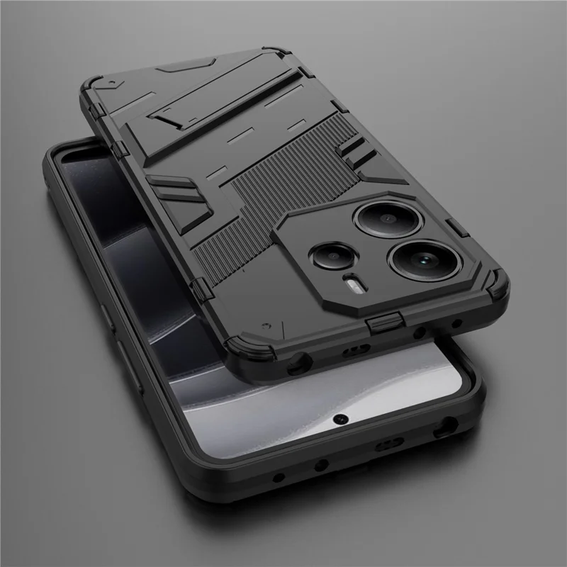 Fodral för Xiaomi Redmi Note 14 4G (163,25 mm) PC + TPU chockabsorberande mobilhölje med stöd – Svart