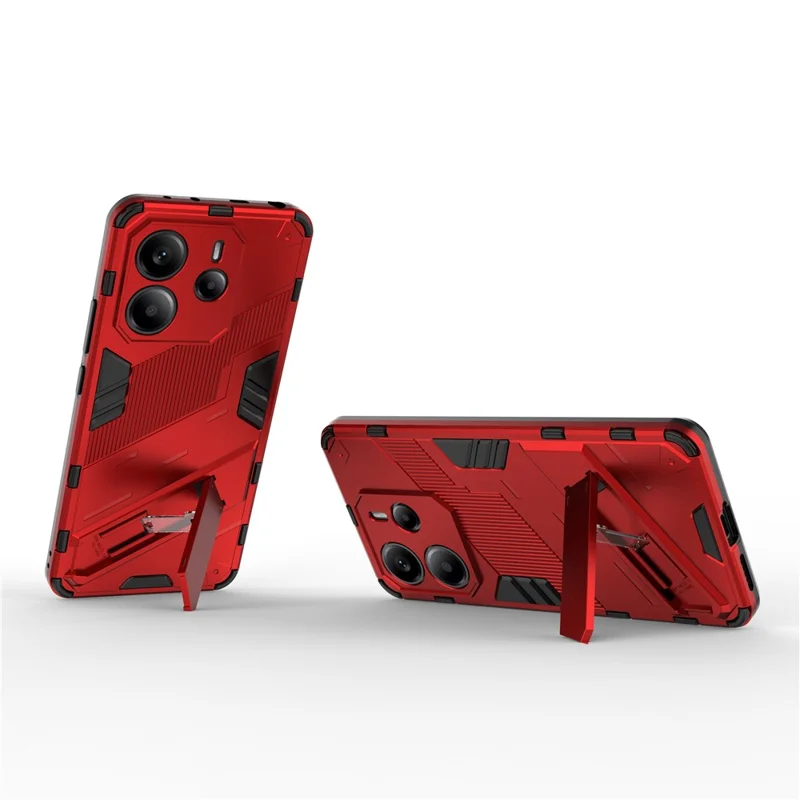 For Xiaomi Redmi Note 14 4G (163.25mm) Case PC + TPU Shockproof Phone Cover with Kickstand - Red