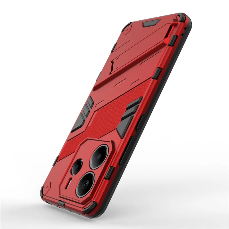 For Xiaomi Redmi Note 14 4G (163.25mm) Case PC + TPU Shockproof Phone Cover with Kickstand - Red