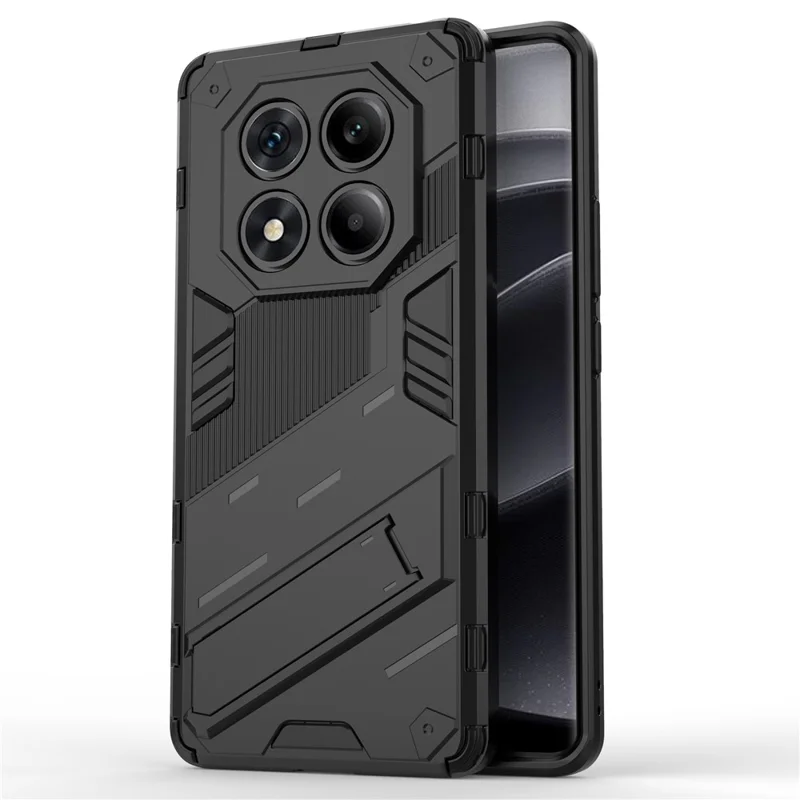 For Xiaomi Redmi Note 14 Pro 4G Case PC + TPU Shockproof Phone Cover with Kickstand - Black