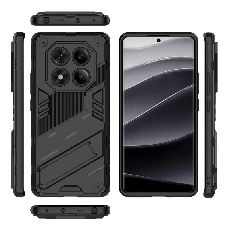 For Xiaomi Redmi Note 14 Pro 4G Case PC + TPU Shockproof Phone Cover with Kickstand - Black