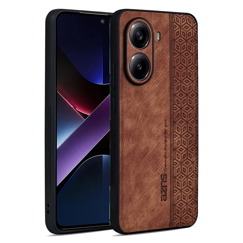 Capa AZNS para Xiaomi Poco X7 Pro 5G / Redmi Turbo 4 5G em Couro PU com Proteção e Revestimento de TPU - Marrom
