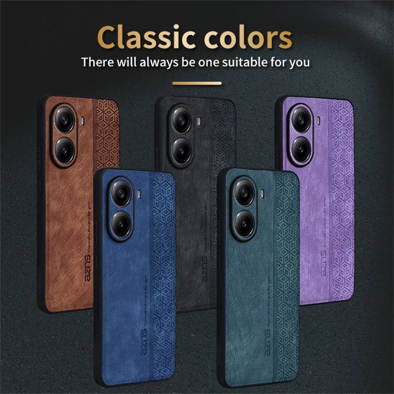 Capa AZNS para Xiaomi Poco X7 Pro 5G / Redmi Turbo 4 5G em Couro PU com Proteção e Revestimento de TPU - Marrom