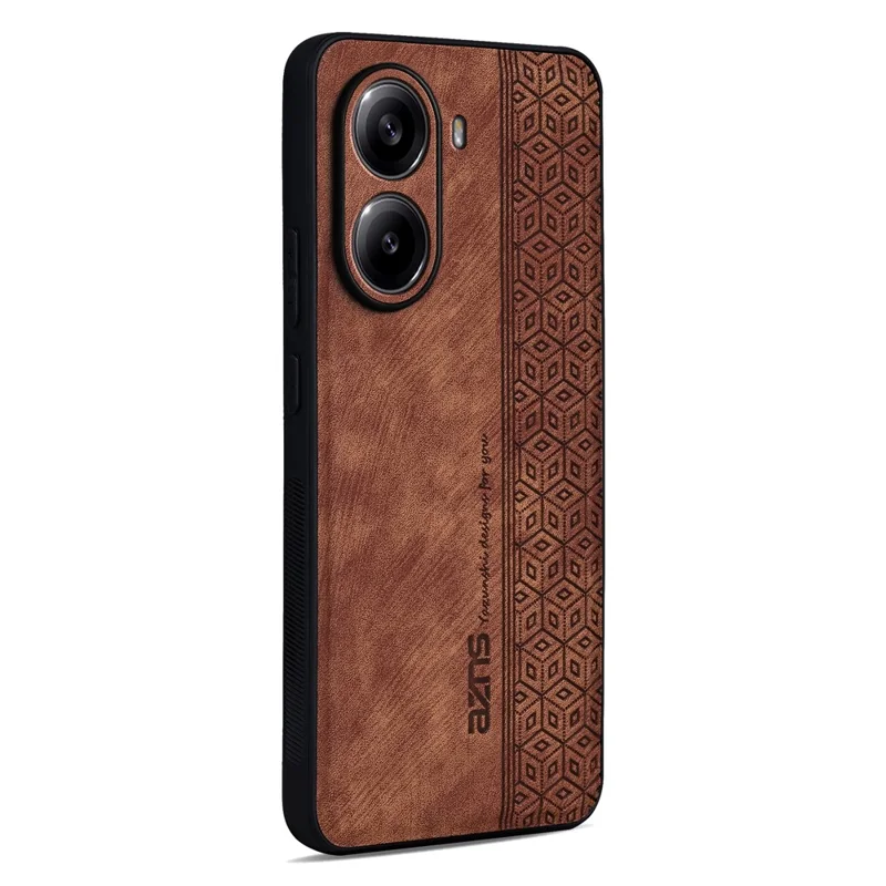 Capa AZNS para Xiaomi Poco X7 Pro 5G / Redmi Turbo 4 5G em Couro PU com Proteção e Revestimento de TPU - Marrom