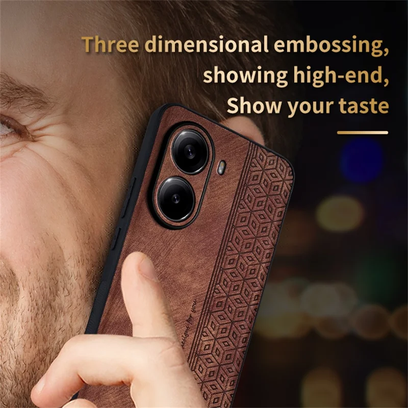 Capa AZNS para Xiaomi Poco X7 Pro 5G / Redmi Turbo 4 5G em Couro PU com Proteção e Revestimento de TPU - Marrom