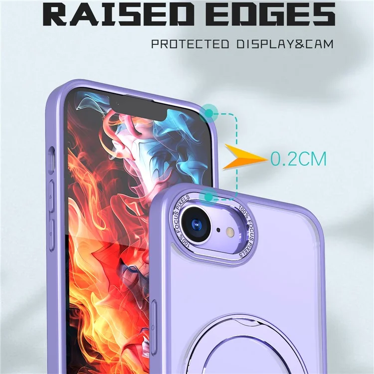 Capa para iPhone 16e Compatível com MagSafe TPU + Suporte de Acrílico - Roxo Claro
