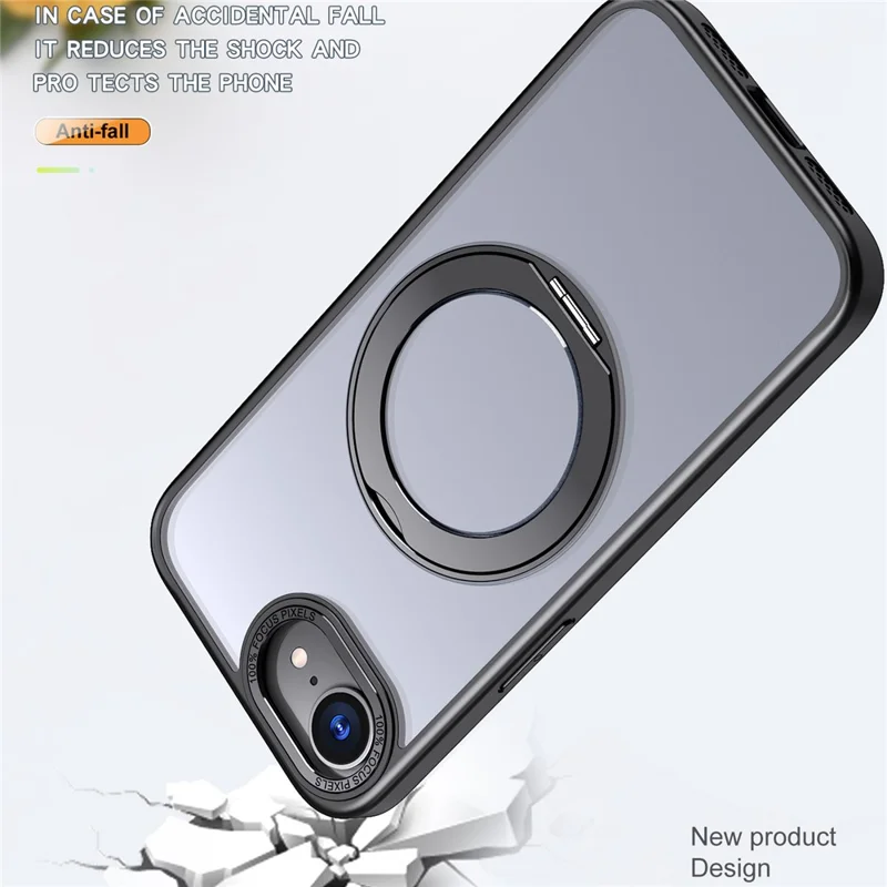 For iPhone 17e / 16e Case Compatible with MagSafe TPU + Acrylic Kickstand Phone Cover - Black