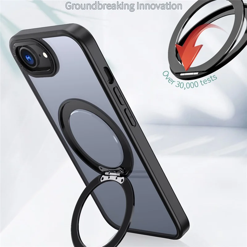 For iPhone 17e / 16e Case Compatible with MagSafe TPU + Acrylic Kickstand Phone Cover - Black