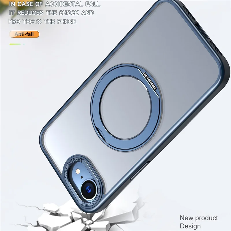 For iPhone 17e / 16e Case Compatible with MagSafe TPU + Acrylic Kickstand Phone Cover - Navy Blue