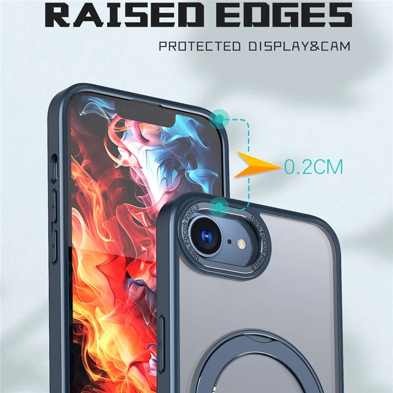 For iPhone 17e / 16e Case Compatible with MagSafe TPU + Acrylic Kickstand Phone Cover - Navy Blue