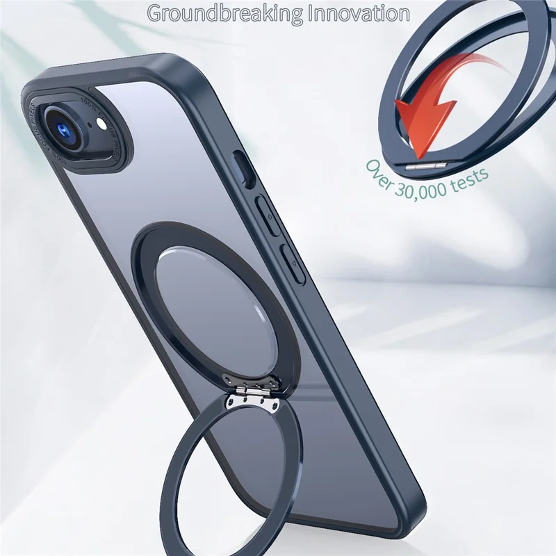 For iPhone 17e / 16e Case Compatible with MagSafe TPU + Acrylic Kickstand Phone Cover - Navy Blue