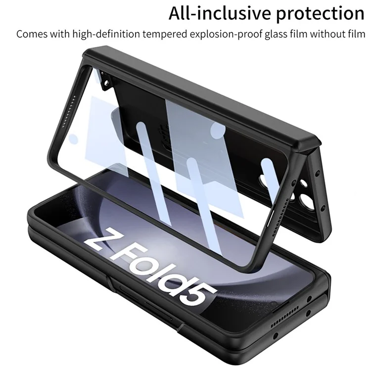 GKK 10691 For Samsung Galaxy Z Fold5 5G Case with Clear Screen Film Magnetic Hinge Kickstand Phone Cover - Black