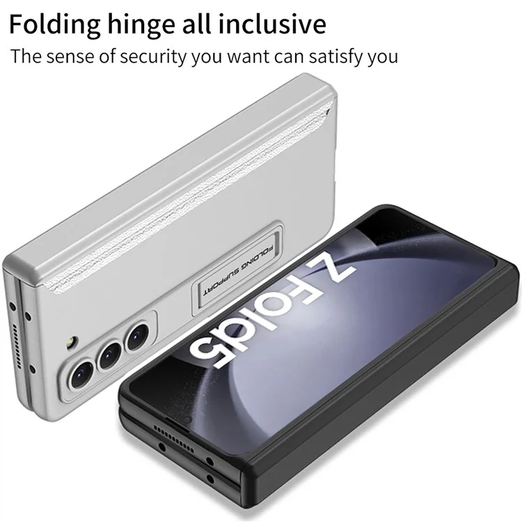 GKK 10691 For Samsung Galaxy Z Fold5 5G Case with Clear Screen Film Magnetic Hinge Kickstand Phone Cover - Black