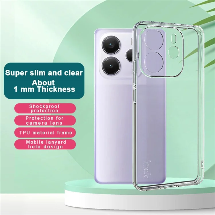 IMAK UX-5 Series Phone Cover for Xiaomi Redmi Note 14 4G (163.25x76.55x8.16mm) Case Shockproof TPU Clear Slim Back Shell