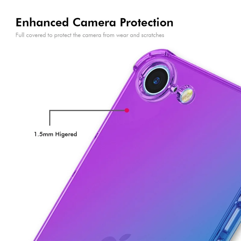 ENKAY For iPhone 16e Case Gradient Series Thickened Four Corner Anti-Drop TPU Phone Cover - Purple  /  Blue