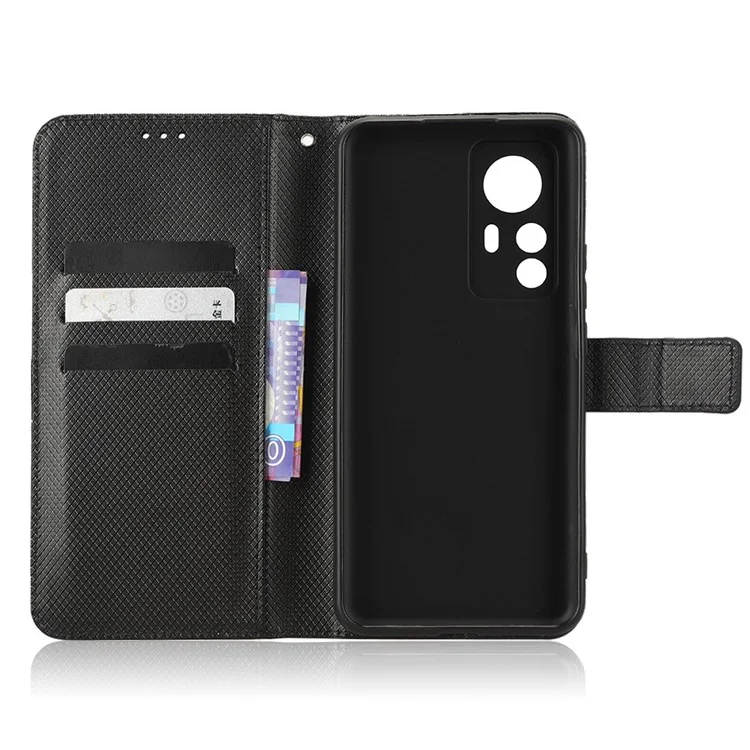 For Xiaomi 12T 5G / Redmi K50 Ultra 5G / 12T Pro 5G Diamond Texture Full Protection PU Leather Stand Case Wallet Phone Cover - Black