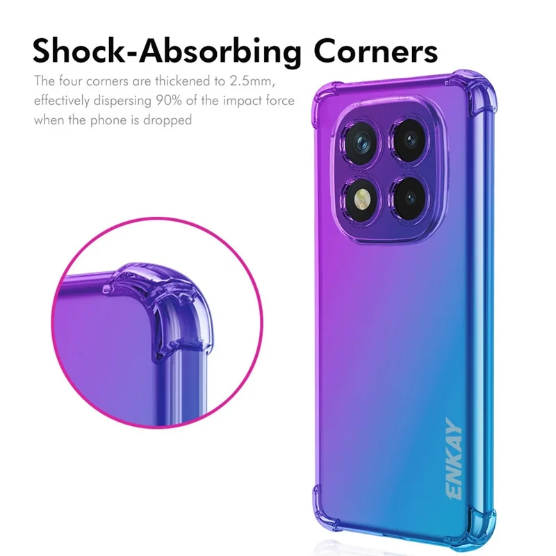 ENKAY For Xiaomi Redmi Note 14 Pro 4G Case Gradient Series Thickened Four Corner Anti-Drop TPU Phone Cover - Purple  /  Blue