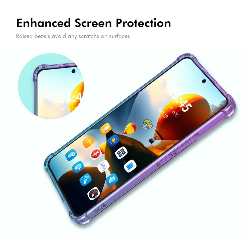ENKAY For Xiaomi Redmi Note 14 Pro 4G Case Gradient Series Thickened Four Corner Anti-Drop TPU Phone Cover - Purple  /  Blue
