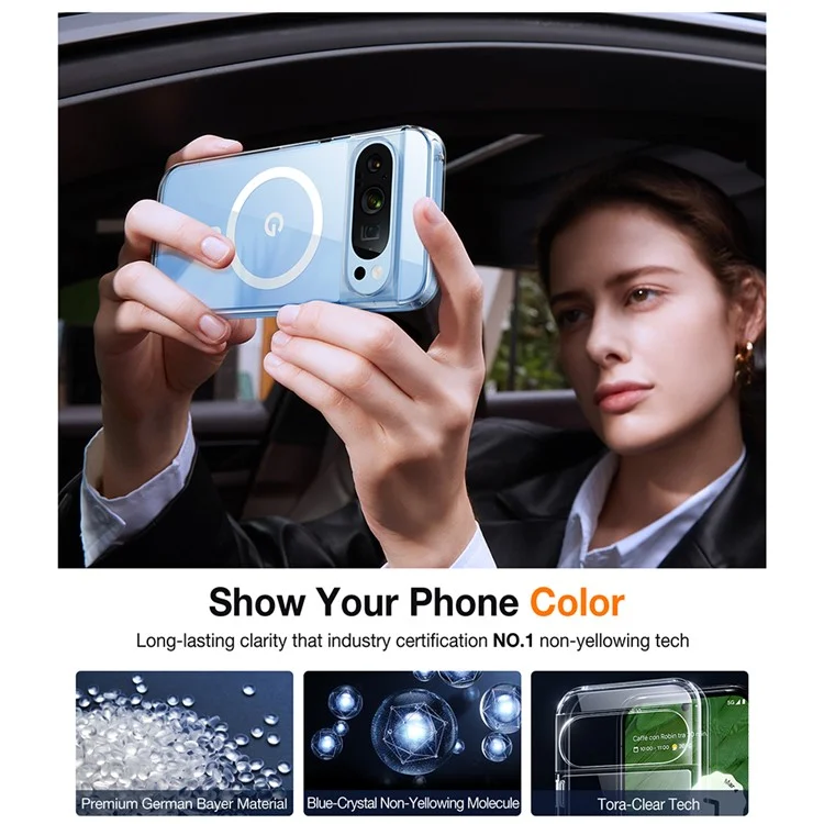 TORRAS per Google Pixel 9 Pro XL Cover Compatibile con MagSafe, Cover per Telefono in TPU, Trasparente