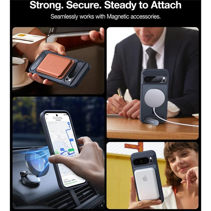TORRAS Ostand L1 Series For Google Pixel 9 Pro XL Magnetic Case Kickstand TPU + PC Phone Cover - Navy Blue