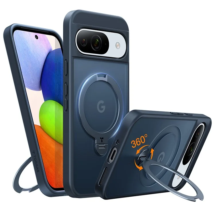 TORRAS Pour Google Pixel 9 Pro / Pixel 9 Étui Compatible avec MagSafe Support Rotatif PC + TPU Coque de Téléphone