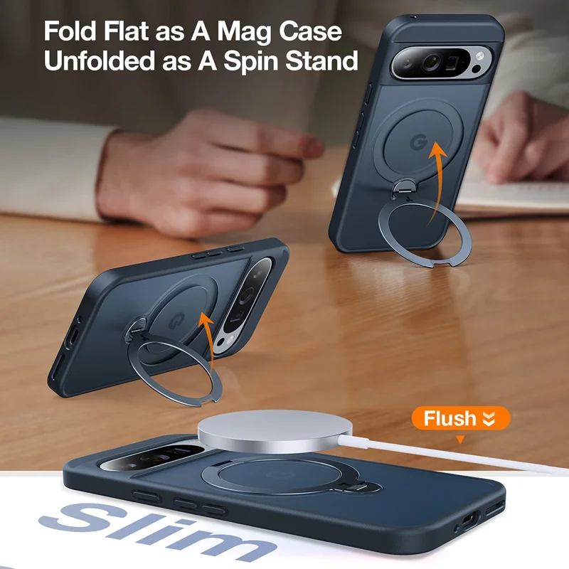 Capa TORRAS para Google Pixel 9 Pro XL Compatível com MagSafe com Suporte Giratório PC + Capa de Celular TPU