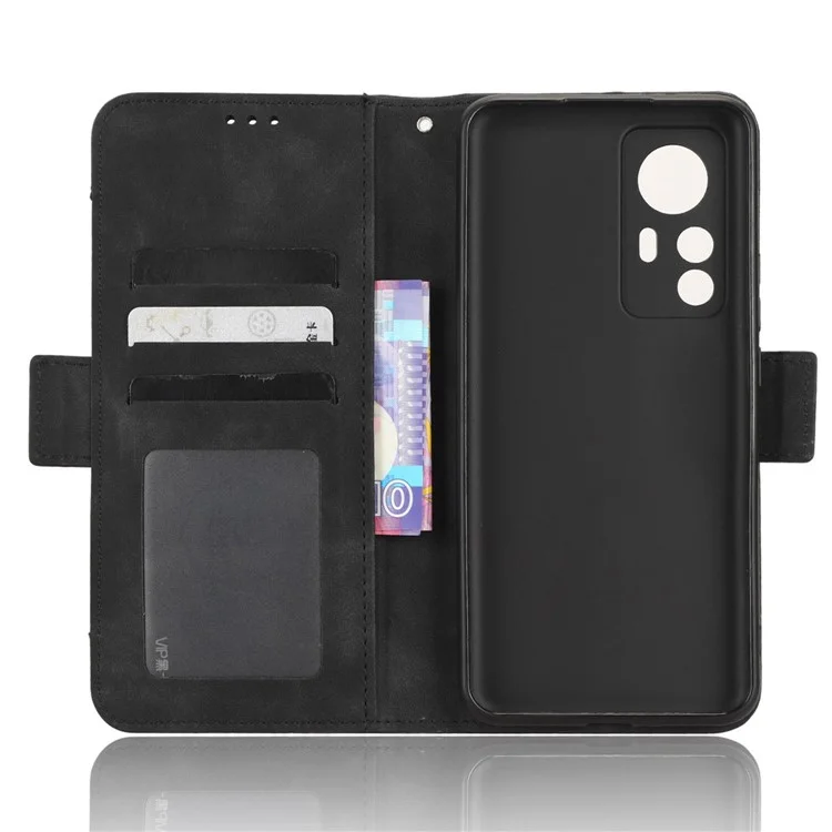 For Xiaomi 12T 5G / Redmi K50 Ultra 5G / 12T Pro 5G Multiple Card Slots Phone Cover Dual Magnetic Clasp PU Leather Wallet Stand Case - Black