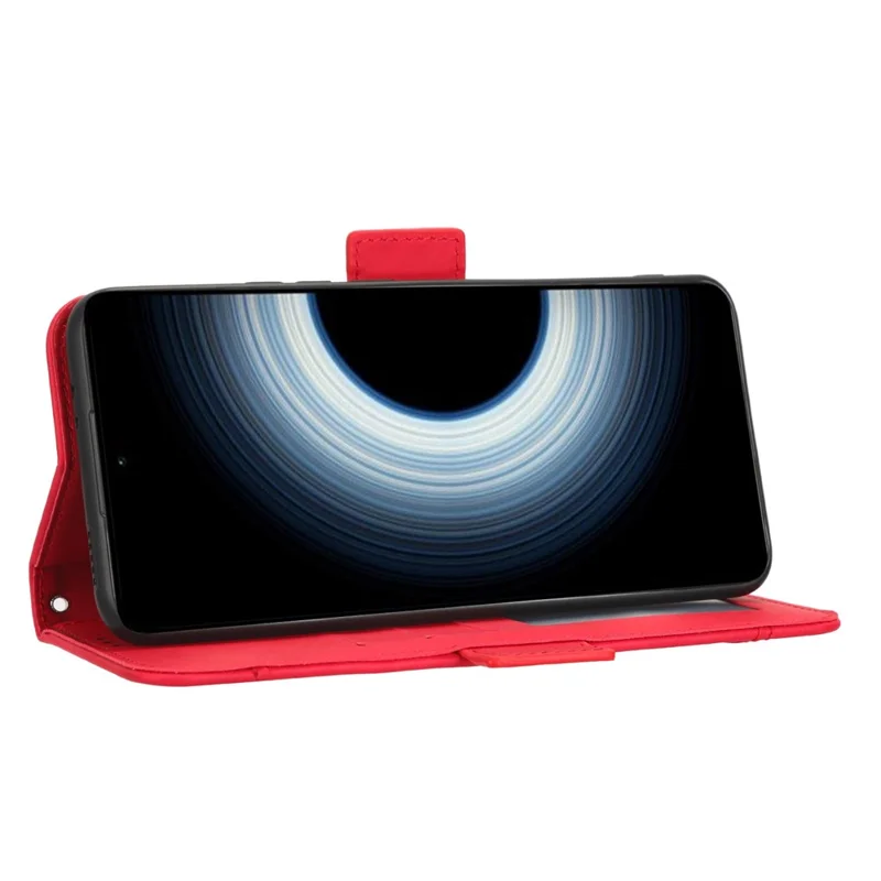 Per Xiaomi 12T 5G / Redmi K50 Ultra 5G / 12T Pro 5G Custodia per telefono con vani porta-carte multipli Chiusura magnetica doppia in pelle sintetica PU con supporto - Rosso