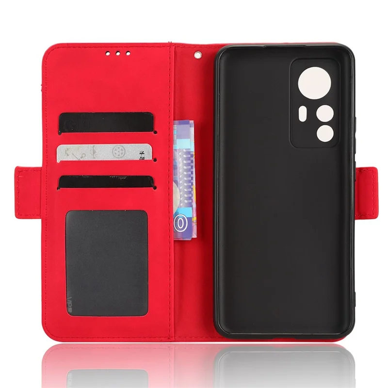 Per Xiaomi 12T 5G / Redmi K50 Ultra 5G / 12T Pro 5G Custodia per telefono con vani porta-carte multipli Chiusura magnetica doppia in pelle sintetica PU con supporto - Rosso