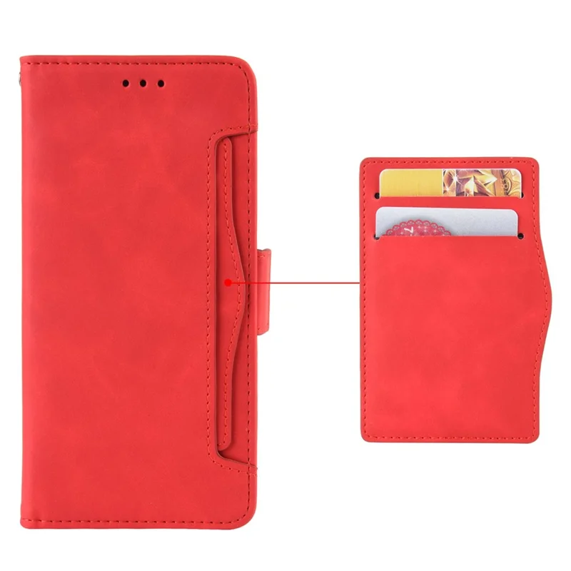 Per Xiaomi 12T 5G / Redmi K50 Ultra 5G / 12T Pro 5G Custodia per telefono con vani porta-carte multipli Chiusura magnetica doppia in pelle sintetica PU con supporto - Rosso