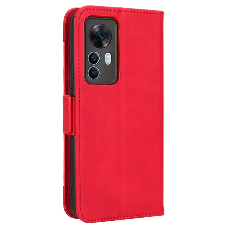 Per Xiaomi 12T 5G / Redmi K50 Ultra 5G / 12T Pro 5G Custodia per telefono con vani porta-carte multipli Chiusura magnetica doppia in pelle sintetica PU con supporto - Rosso