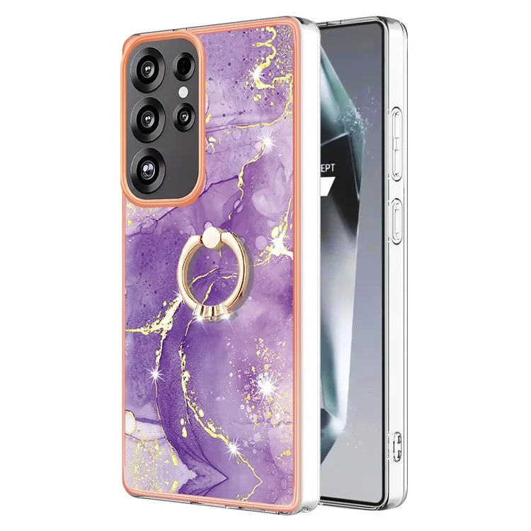 Funda para Samsung Galaxy S25 Ultra con Patrón de Mármol, Soporte y Cubierta de Teléfono - Morado 002