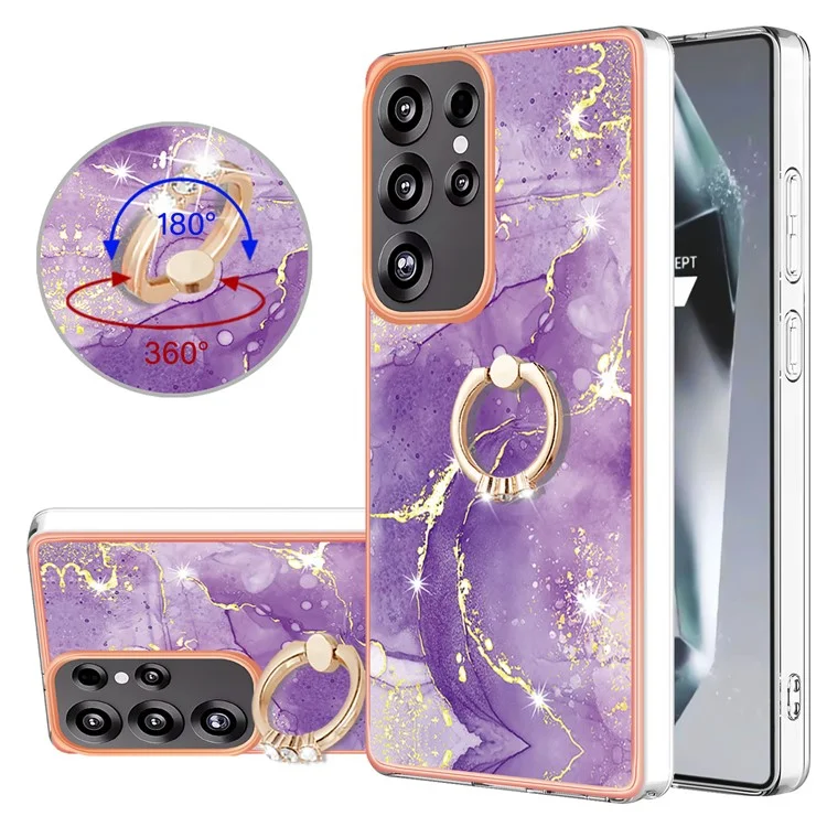 Funda para Samsung Galaxy S25 Ultra con Patrón de Mármol, Soporte y Cubierta de Teléfono - Morado 002