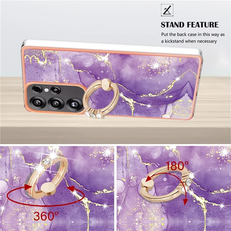Funda para Samsung Galaxy S25 Ultra con Patrón de Mármol, Soporte y Cubierta de Teléfono - Morado 002