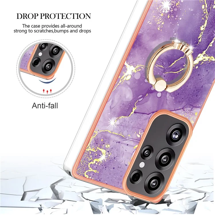 Funda para Samsung Galaxy S25 Ultra con Patrón de Mármol, Soporte y Cubierta de Teléfono - Morado 002