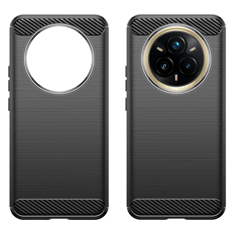 For Realme 14 Pro+ 5G Case Protective Phone Cover Carbon Fiber Texture Brushed - Black