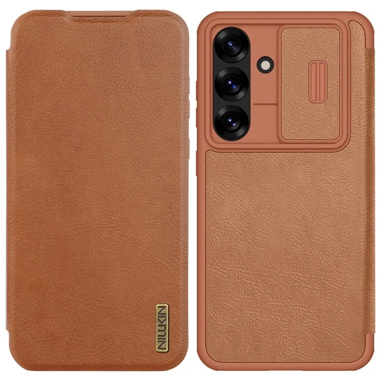 Cover in pelle NILLKIN Qin Pro Series per Samsung Galaxy A56 5G con vani porta carte - Marrone