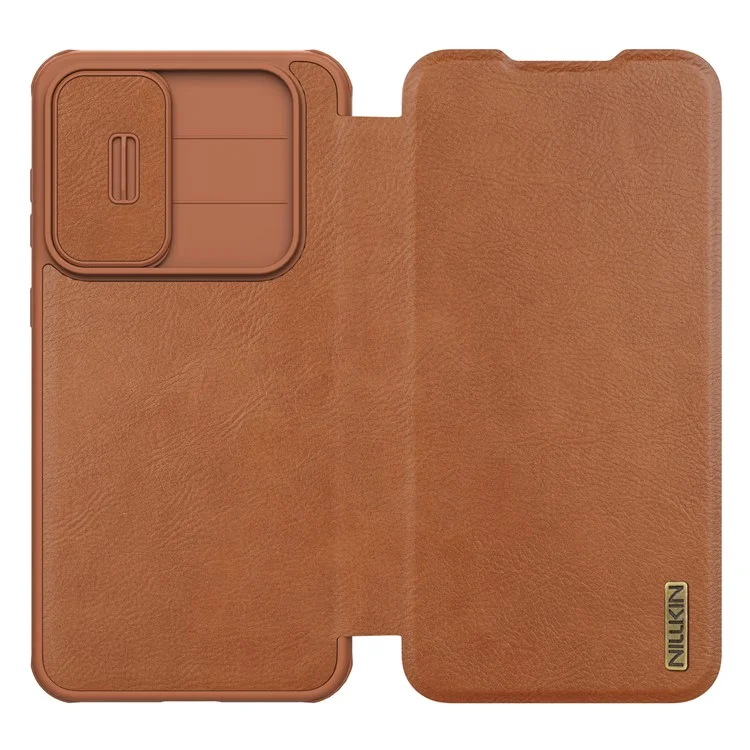 Cover in pelle NILLKIN Qin Pro Series per Samsung Galaxy A56 5G con vani porta carte - Marrone
