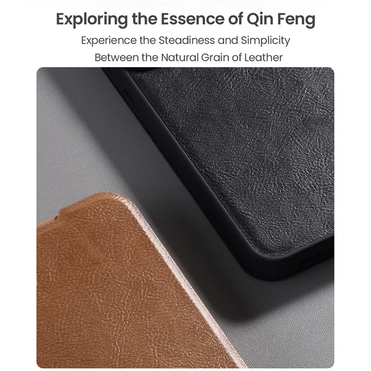 Cover in pelle NILLKIN Qin Pro Series per Samsung Galaxy A56 5G con vani porta carte - Marrone