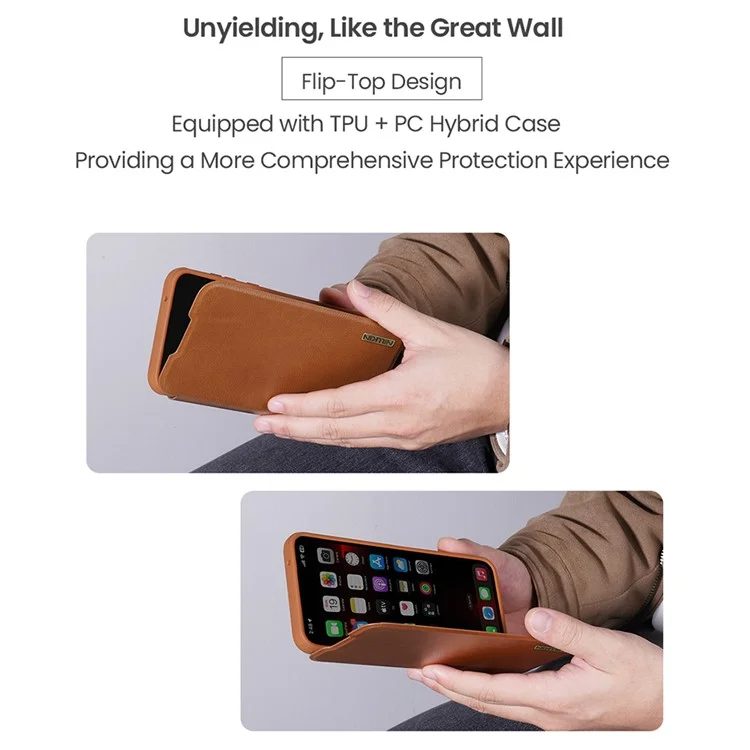 Cover in pelle NILLKIN Qin Pro Series per Samsung Galaxy A56 5G con vani porta carte - Marrone