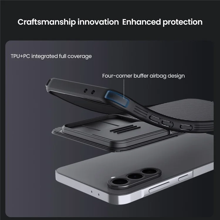 NILLKIN Camshield Pro Serie per Samsung Galaxy A56 5G Cover PC + TPU Coperchio Scorrevole Fotocamera Custodia Telefono - Nero