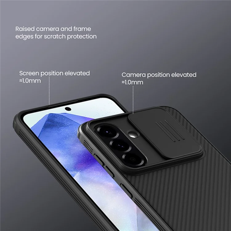 NILLKIN Camshield Pro Serie per Samsung Galaxy A56 5G Cover PC + TPU Coperchio Scorrevole Fotocamera Custodia Telefono - Nero