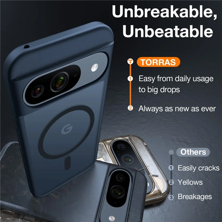 TORRAS For Google Pixel 9 Pro / 9 Case Compatible with MagSafe Matte PC + TPU Phone Cover