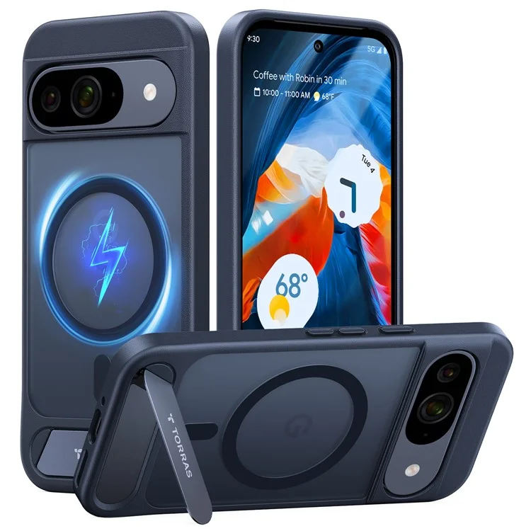 TORRAS For Google Pixel 9 Pro  /  Pixel 9 Case Kickstand TPU + PC Phone Cover Compatible with MagSafe - Navy Blue