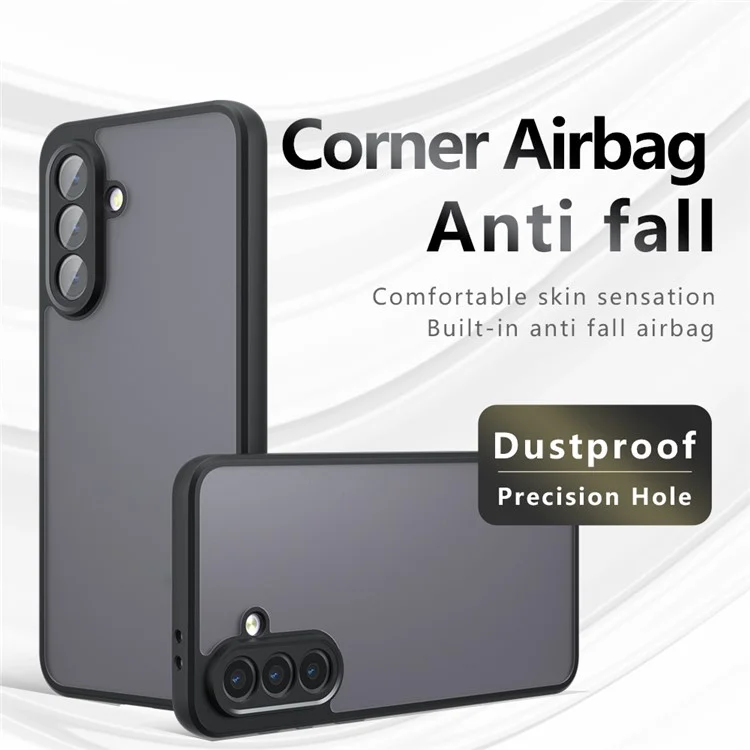 For Samsung Galaxy A56 5G Case Skin-Touch TPU+PC Matte Phone Shell, Transparent Black